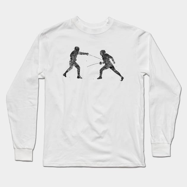 Fencing black and white Long Sleeve T-Shirt by Yahya Art